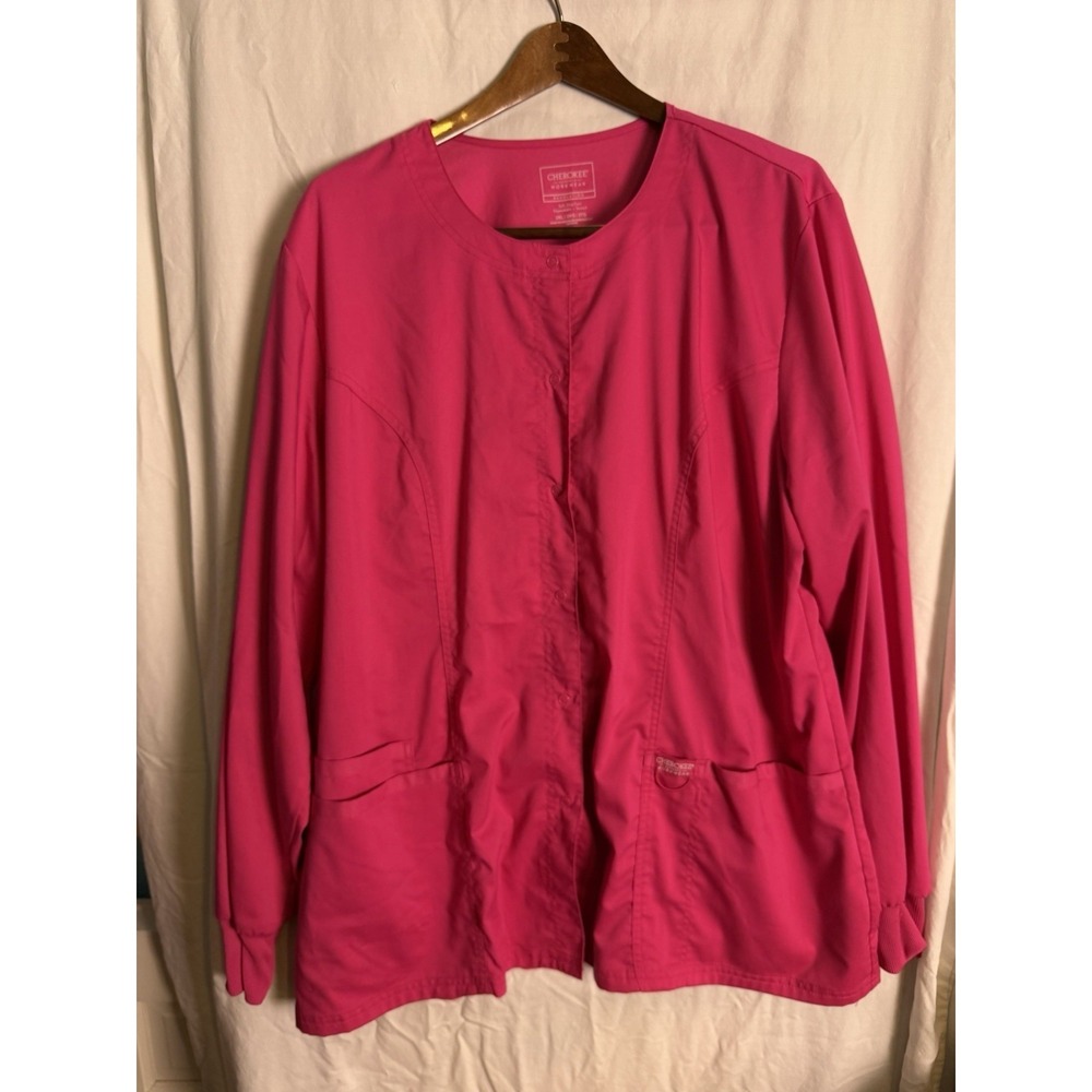 Cherokee Women's Hot Pink Long Sleeve Scrub Jacket Size 2 Xl
